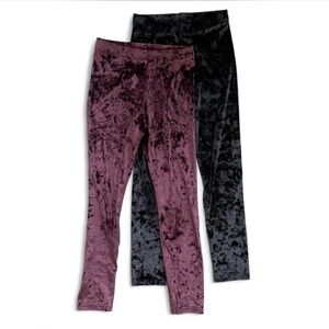 Old Navy Crushed Velvet Leggings in Plum and Black - Girls